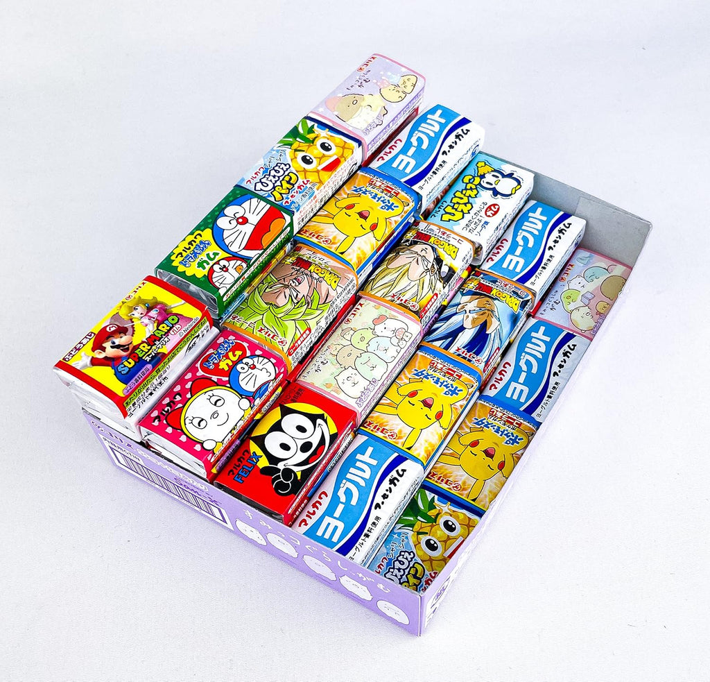 Japanese Various Bubble Chewing Gum Assorted Set, 60 Pieces,12.7oz, Kawaii Labels, Multiple Flavors